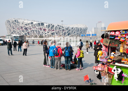 Nationalstadion, auch bekannt als das Vogelnest in Chaoyang District, Beijing, China Stockfoto