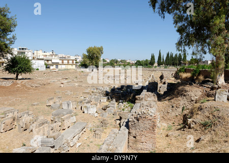 Die karge Klassik und Roman bleibt der große antike Agora. Argos. Peloponnes. Griechenland. Stockfoto