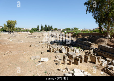 Die karge Klassik und Roman bleibt der große antike Agora. Argos. Peloponnes. Griechenland. Stockfoto