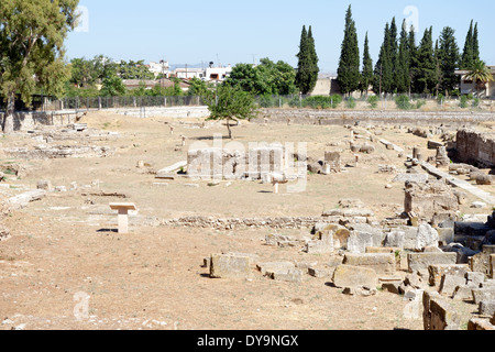 Die karge Klassik und Roman bleibt der große antike Agora. Argos. Peloponnes. Griechenland. Stockfoto