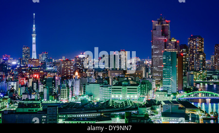 Tokyo, Japan Stadt Skyline mit Tokio Skytree Stockfoto