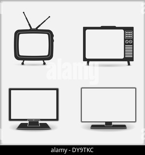 Retro und moderne TV-Ikonen Stockfoto