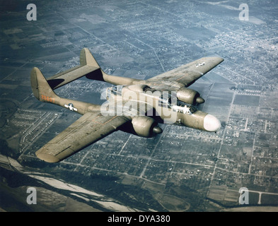 WW II historische Krieg Weltkrieg Krieg Flugzeuge Northrop P-61 schwarze Witwe Nacht Jäger Radar U.S. 1944 militärische aircr Stockfoto