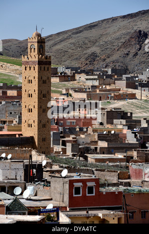 Dorf von Taddarte Moulay Ibrahim (oder Brahim) in den Ausläufern des Atlas-Gebirges über Marrakesch, Marokko Stockfoto