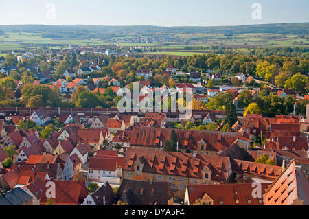 Bayern, Bayern, Blick, Blick, Dächer, Daniel, Deutschland, Stadt, Stadt, Europa, Georg, Nördlingen, Ries, Schwaben, Turm, Stockfoto