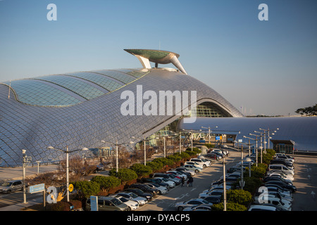 Incheon, Korea, Asien, Seoul, Flughafen, Architektur, Stadt, Design, international, neu, Dach, Bahnhof, Tourismus, Reisen Stockfoto