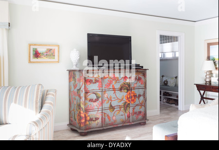 Luxus Schaufenster Schlafzimmer Interior, Wohnhaus, Punta Gorda, FL Stockfoto