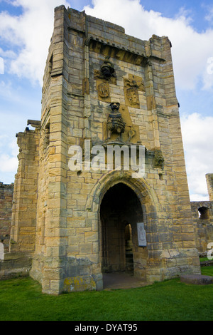 Warkworth Castle Löwe Turm Stockfoto