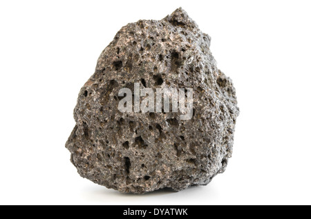 Bimsstein rau texturierte vulkanischen Mineral isoliert auf weiß mit Schatten Stockfoto