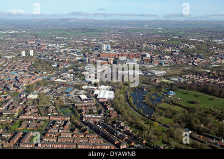 Luftaufnahme der Oldham Stadt Skyline Stockfoto