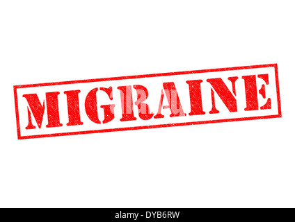 Migräne, die roten Stempel auf einem weißen Hintergrund. Stockfoto