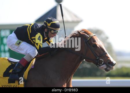 Lexington, KY, USA. 12. April 2014. Aoril 12, 2014: Judy die Schönheit und Jockey John Velazquez gewinnen die G1 Madison S. bei Keeneland für Besitzer und Trainer Wesley Ward.Jessica Morgan/ESW/CSM/Alamy Live News Stockfoto