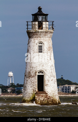 Cockspur Insel Leuchtturm am Savannah River in Georgien. Stockfoto