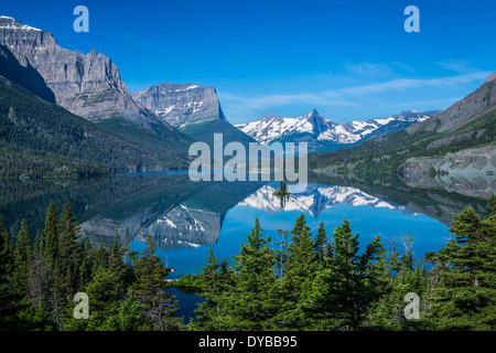 St. Mary Lake und Wild Goose Island im Glacier National Park, Montana, USA. Stockfoto