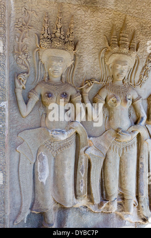 Apsara anaglyphy im Tempel von Angkor in Kambodscha Stockfoto