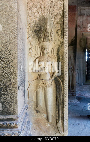 Apsara anaglyphy im Tempel von Angkor in Kambodscha Stockfoto