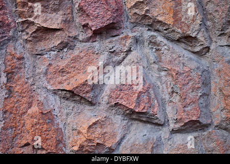 Wand Textur der Granit Kopfsteinpflaster closeup Stockfoto