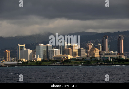 Die Innenstadt von Honolulu Küstenlinie, Oahu, Hawaii, USA Stockfoto