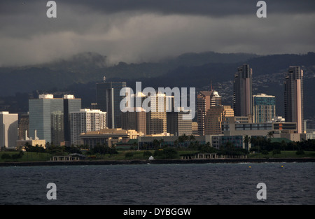 Die Innenstadt von Honolulu Küstenlinie, Oahu, Hawaii, USA Stockfoto