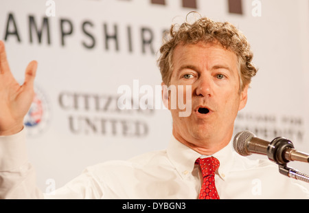 US-Senator Rand Paul, R-Kentucky, spricht auf dem Gipfel der Freiheit von NH in Manchester, NH, USA, 12.04.14. Stockfoto