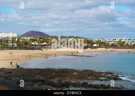 Playa de Las Cucharas Strand, Costa Teguise, Lanzarote, Kanarische Inseln, Spanien, Europa Stockfoto