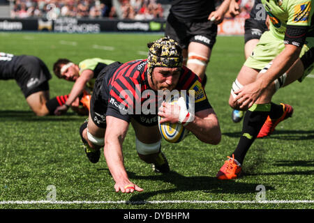 London, UK. 13. April 2014. Aviva Premiership Spiel zwischen Sarazenen und Northampton Saints im Allianz-Park. Bildnachweis: Aktion Plus Sport/Alamy Live-Nachrichten Stockfoto