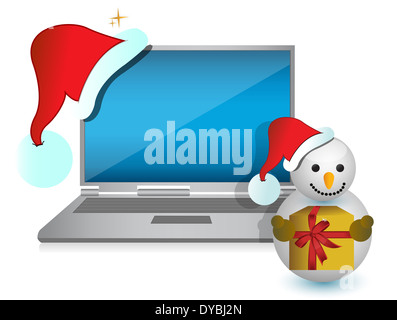 Weihnachten-Technologie präsentieren Illustration Design in weiß Stockfoto