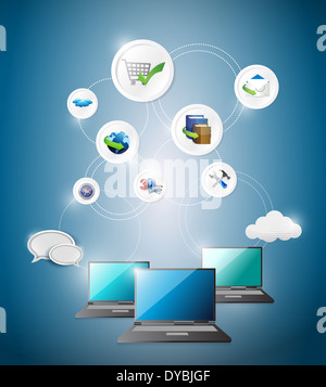Computer Dienstleistungen Idee konzeptionelle Karte Illustration Design Grafik Stockfoto