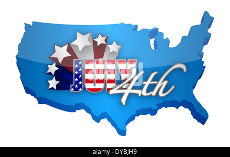 Viertel der Juli Kartenentwurf Zeichen Abbildung auf einem weißen Hintergrund Stockfoto