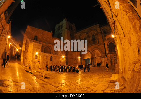 Hof und Kirche oder Basilika des Heiligen Grabes, christlichen Viertel, Altstadt von Jerusalem, Israel Stockfoto