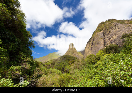 Die berühmten Iao Needle in der Iao Valley State Park auf Maui, Hawaii. Stockfoto