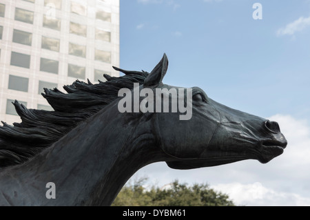 Detail der Bronze "Mustangs von Las Colinas" in Williams square Irving, Texas Stockfoto