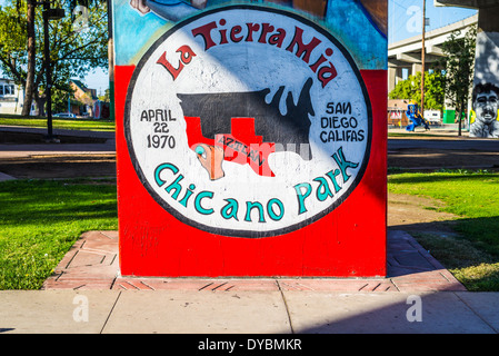 Chicano Park Wandbild. Barrio Logan, San Diego, California, Vereinigte Staaten von Amerika. Stockfoto