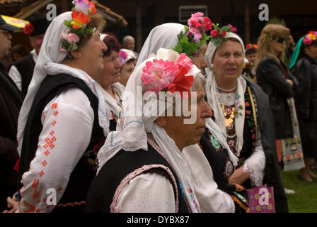 Bulgarien allgemein Iznovo April 13. 2014: Sonntag vor Ostern Bulgaren das Fest des St. Lazarus feiern eine Festival mit dem Brauch der Lazaruwane Frühling Brauch von Jungfrauen gefolgt und häufig bei allen Bulgaren ein Ritual, an diesem Tag mit einigen Elementen durchgeführt Alter sind strukturiert (heiratsfähigen Mädchen) zum Thema Liebe und Ehe in Lazar Lieder und Tanz, die Rituale sind am Palmsonntag die Mädchen, die an diesem Brauch teilnehmen werden Lazarki genannt. Bildnachweis: Clifford Norton/Alamy Live-Nachrichten Stockfoto