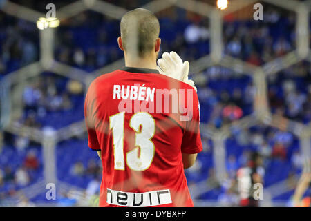 Barcelona, Spanien. 13. April 2014. Ruben in der Partie zwischen RCD Espanyol und Rayo Vasllecano für die Woche 33 der spanischen Liga, gespielt im Cornella El Prat Stadion am 13. April 2014. Foto: Joan Valls/Urbanandsport/Nurphoto. Bildnachweis: Joan Valls/NurPhoto/ZUMAPRESS.com/Alamy Live-Nachrichten Stockfoto