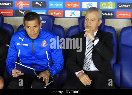 Barcelona, Spanien. 13. April 2014. Javier Aguirre in der Partie zwischen RCD Espanyol und Rayo Vasllecano für die Woche 33 der spanischen Liga, gespielt im Cornella El Prat Stadion am 13. April 2014. Foto: Joan Valls/Urbanandsport/Nurphoto. Bildnachweis: Joan Valls/NurPhoto/ZUMAPRESS.com/Alamy Live-Nachrichten Stockfoto