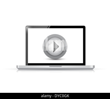 Mediaplayer auf einem Laptop Illustration Design auf einem weißen Hintergrund Stockfoto