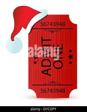 Santas Hut und Ticket Illustration Design in weiß Stockfoto