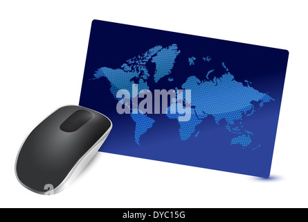 internationale Verbindung Wireless Computermaus isoliert auf weißem Hintergrund Stockfoto