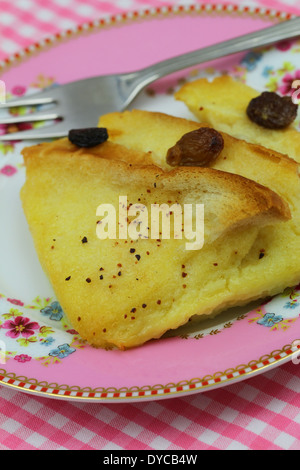 Bread And Butter Pudding, Nahaufnahme Stockfoto