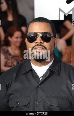 Los Angeles, USA. 13. April 2014. US-hip Hop Künstler Ice Cube kommt bei den 2014 MTV Movie Awards im Nokia Theatre L.A. Live in Los Angeles, USA, 13. April 2014. Foto: Hubert Boesl/Dpa-NO WIRE SERVICE/KEIN BILDFUNK-/ Dpa/Alamy Live News Stockfoto