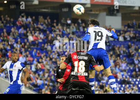 Barcelona, Spanien. 13. April 2014. Colotto in der Partie zwischen RCD Espanyol und Rayo Vasllecano für die Woche 33 der spanischen Liga, gespielt im Cornella El Prat Stadion am 13. April 2014. Foto: Joan Valls/Urbanandsport/Nurphoto. Bildnachweis: Joan Valls/NurPhoto/ZUMAPRESS.com/Alamy Live-Nachrichten Stockfoto