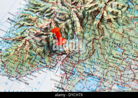 Oslo auf Karte Stockfoto, Bild: 72207005 - Alamy