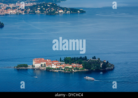 Luftbild von der Isola Bella, Lago Maggiore, Lombardei, Italien Stockfoto