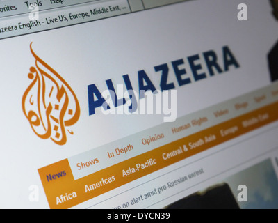 "al Jazeera" Al-Jazeera Webseite Stockfoto