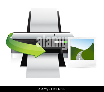 Drucker und print Illustration Design auf einem weißen Hintergrund Stockfoto