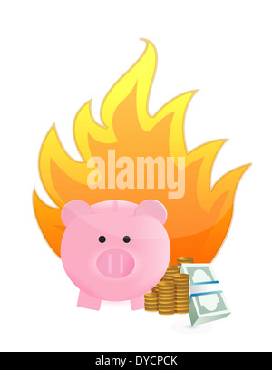 Einsparungen bei den Feuer-Illustration-Design auf einem weißen Hintergrund Stockfoto