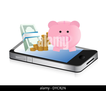 verfolgen Sie Ihre Ersparnisse Technik Illustration Konzeption über einen weißen Hintergrund Stockfoto