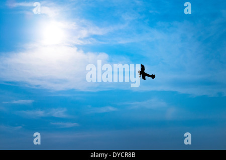 Einem Flugzeug gegen einen verschwommenen blauen Himmel in Bealeton, Virginia Stockfoto