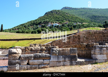 Die Ruinen im antiken Messene (Messenien), Peloponnes, Griechenland Stockfoto